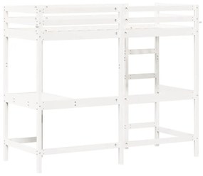 fehér tömör fenyőfa galériaágy íróasztallal 75 x 190 cm