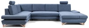 AVESTA kárpitozott, U-alakú, kinyitható sarokülőgarnitúra tárolóhellyel, kék