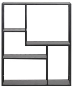 Fekete fali könyvespolc kőrisfa dekorral 75x91 cm Seaford – Actona