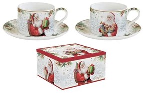 R2S.1495SANC Porceláncsésze+alj 240ml, 2 személyes, dobozban, Santa Is Coming