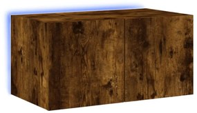 füstös tölgy színű fali TV-szekrény LED-ekkel 60x35x31 cm