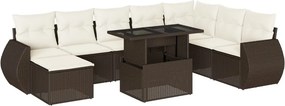vidaXL 9 részes barna polyrattan kerti ülőgarnitúra párnákkal