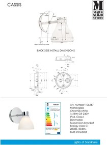 Markslöjd 106367 - Fürdőszobai feli lámpa CASSIS 1xG9/18W/230V IP44