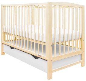 Gyerek kiságy New Baby LILLY leengedhető oldalráccsal és fiókkal természetes