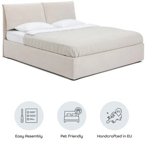 Bézs kárpitozott ágyneműtartós franciaágy ágyráccsal 180x200 cm Thessa Pillow – Bonami Selection