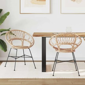 Étkezőszék 2 pcs Természetes 65 x 55,5 x 81 cm Rattan és Vas