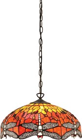 Endon klasszikus tiffany függeszték dragonfly flame sötétbarna sokszínű end64081