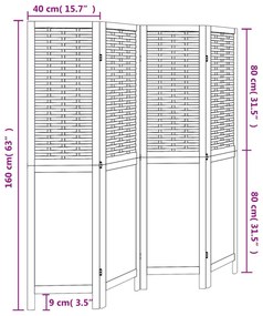 4 paneles sötétbarna tömör császárfa térelválasztó