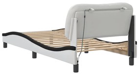 fehér és fekete műbőr ágykeret LED-világítással 80 x 200 cm