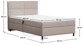 Elektromos állítható ágy, boxspring, bézs, 120x200, BOSTON