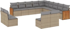 vidaXL 13 részes bézs polyrattan kerti ülőgarnitúra párnákkal