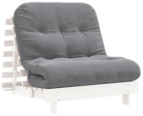 fehér tömör fenyőfa futon kanapéágy matraccal 80 x 206 x 11 cm