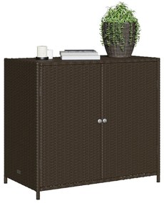 barna polyrattan kerti tárolószekrény 83x45x76 cm