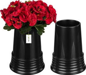 2x Flakon váza Grafit temetői mécses kúp 24x18,5cm sír kompozíció