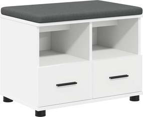 vidaXL Előtér pad párnával Fehér 60 x 38 x 46 cm Műanyag Fa és Szövet