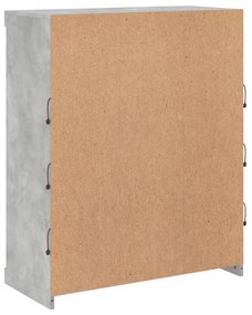 betonszürke tálalószekrény LED-világítással 81 x 37 x 100 cm