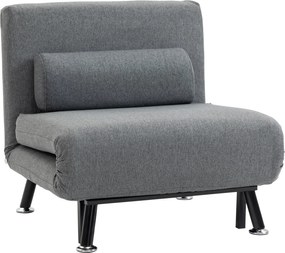 HOMCOM Húzható Fotel, Hajtható Szék Ágy Funkcióval, Hátpárnával, Hajtható Rejószék Vászon Hatású Anyagban, Állítható Háttámlával, Max. 150 kg Terhelhe