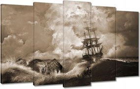Vászonkép 100x60 Vihar Tenger Hajó Tájkép