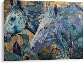 Kép - Lovak arany háttérrel (70x50 cm)