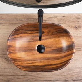 REA-U5060 - AMELIA ráültethető mosdó 34,5x48 cm kerámia/fa dekor