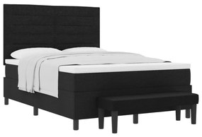 Box Spring Ágy Matraccal és Padló Fekete 160x200 cm Szövet
