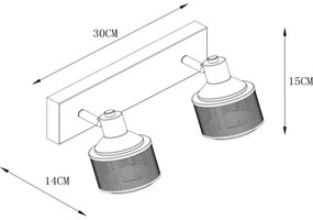 Lucide 77980/02/30 - Spotlámpa RAFA 2xE14/40W/230V fekete/bronz