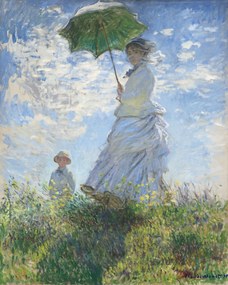 Claude Monet - Festmény reprodukció Nő napernyővel - Madame Monet és fia, (30 x 40 cm)