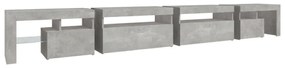 betonszürke TV-szekrény LED-lámpákkal 290x36,5x40 cm