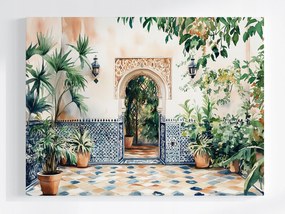 Vászonkép Canvas Udvar Terasz Mozaik Arab Ív Marokkó 100x75
