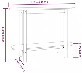 szürke tömör fenyőfa tálalóasztal 110 x 40 x 80 cm