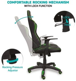 CONNECT IT CGC-0700-GR - LeMans Pro gamer szék fekete/zöld