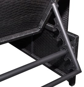 2 db fekete polyrattan dönthető kerti szék asztallal