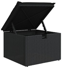 4 Részes Kerti Sofa Szett Párnákkal Fekete Poli Rattan