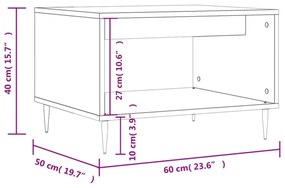 vidaXL fehér szerelt fa dohányzóasztal 60x50x40 cm