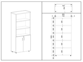 SimpleOffice magas szekrény 80 x 40 x 180 cm, cseresznye