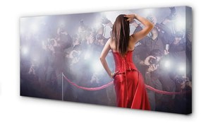Canvas képek Nő piros ruhában az emberek 125x50 cm