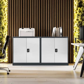 Alacsony fém irattartó szekrény BEATA, 900 x 930 x 400 mm, antracit-fehér