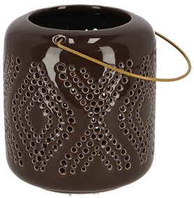 Kerámia lámpás, barna, 13 cm