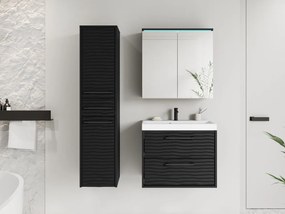 Fürdőszoba bútor Tameko I (fekete grafit + fekete gyapjú) (Economico BYU 020M vízcsappal) (színes LED RGB világítással). 1104056