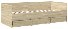 sonoma tölgy kanapéágy fiókkal matrac nélkül 100x200 cm