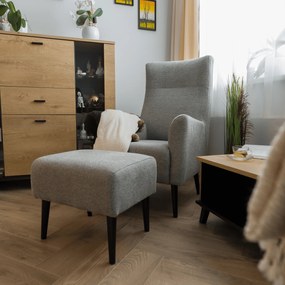 Füles fotel, szürke/fekete, SAMY