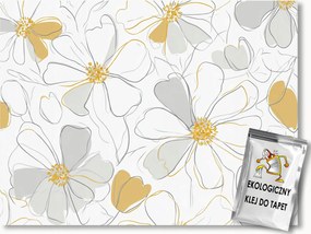 Fotótapéta Flizelina Grafika Rajz Növény Virágok Line Art 208x146 ragasztó