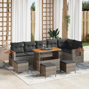 Kerti Kanapé Szett párnával 10 pcs Szürke 110 x 55 x 71 cm