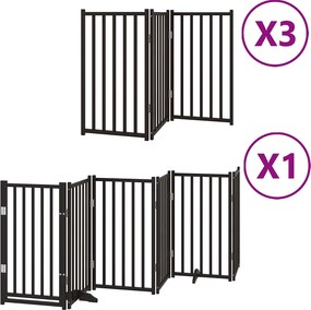 vidaXL fekete nyárfa 15 paneles összecsukható kutyakapu ajtóval 750 cm