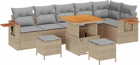 vidaXL Kerti Kanapé Szett 11 pcs Beige és Világosszürke polirattan