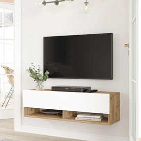 [en.casa] TV-állvány Laitila 100x31,5x29,5 cm rusztikus tölgy/fehér