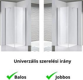 Stuxi Bari 90x90 cm szögletes nyílóajtós zuhanykabin, 6 mm vízlepergető üveggel, króm elemekkel