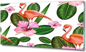 Fotó-üvegkép Flamingók és növények 100x70