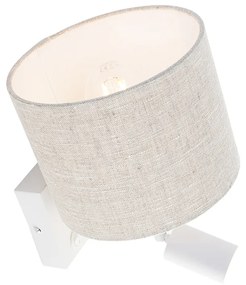 Fali lámpa fehér olvasólámpával és világos szürke árnyékolóval 18 cm - Brescia