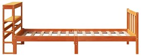 viaszbarna tömör fenyőfa ágykeret fejtámlával 90 x 200 cm
